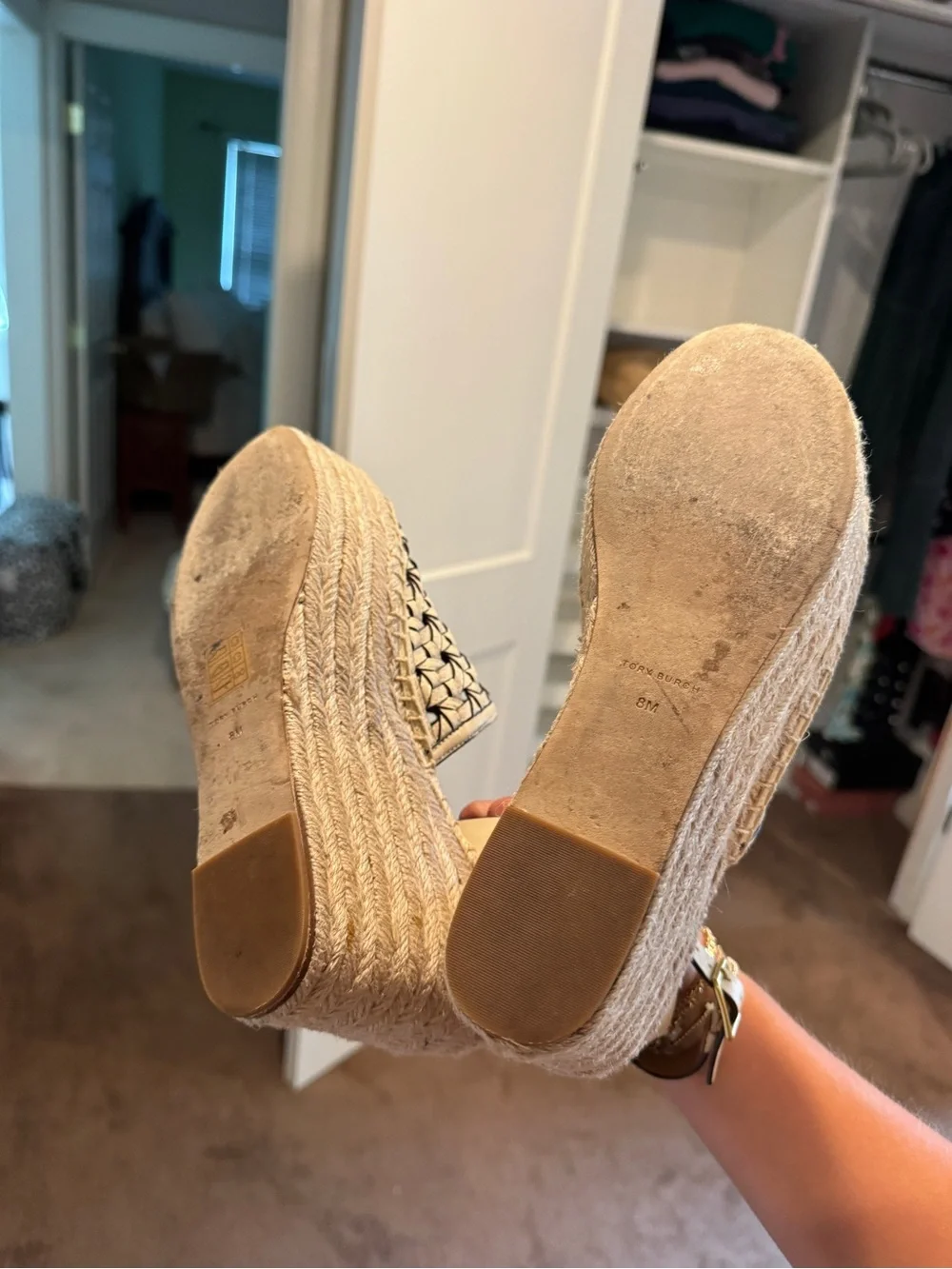 Tory Burch Basketweave Espadrille Wedges